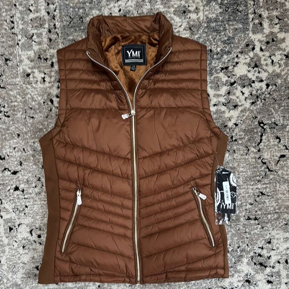 YMI Chocolate Brown Quilted Vest